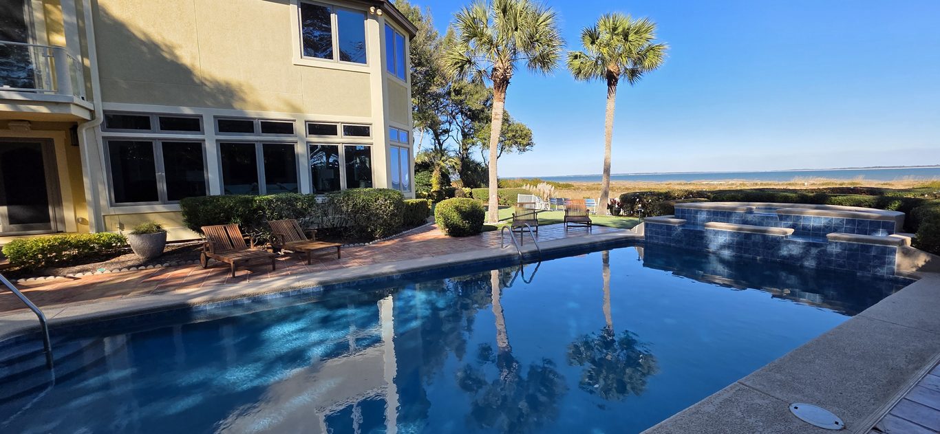 Oceanfront pool deck and patio after cleaning in Hilton Head, SC
