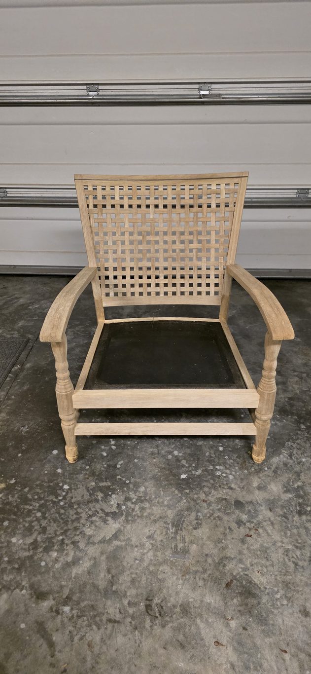 Teak chair sanded and restored to its original finish in Hilton Head, SC